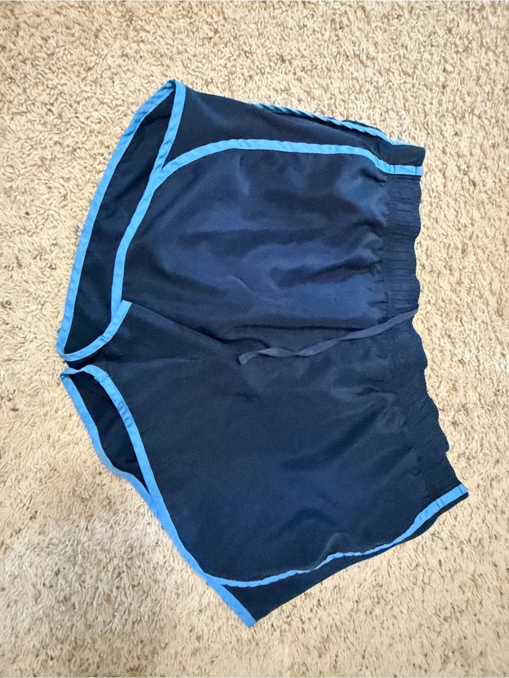 Navy Athletic Running Shorts with Sky Blue Trim
